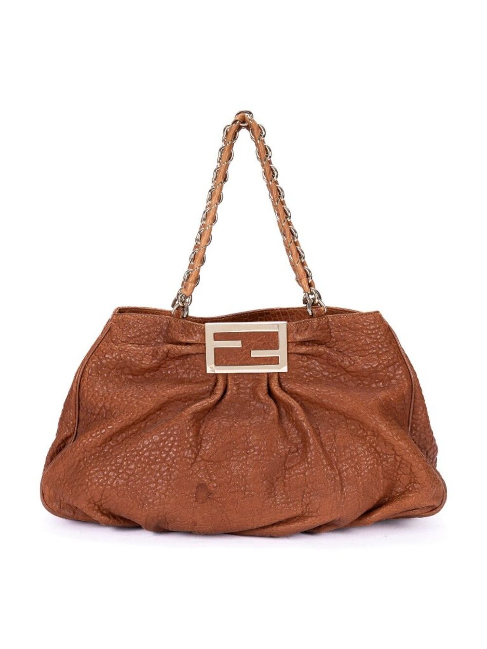 Fendi Small Hobo Tan Textured Leather